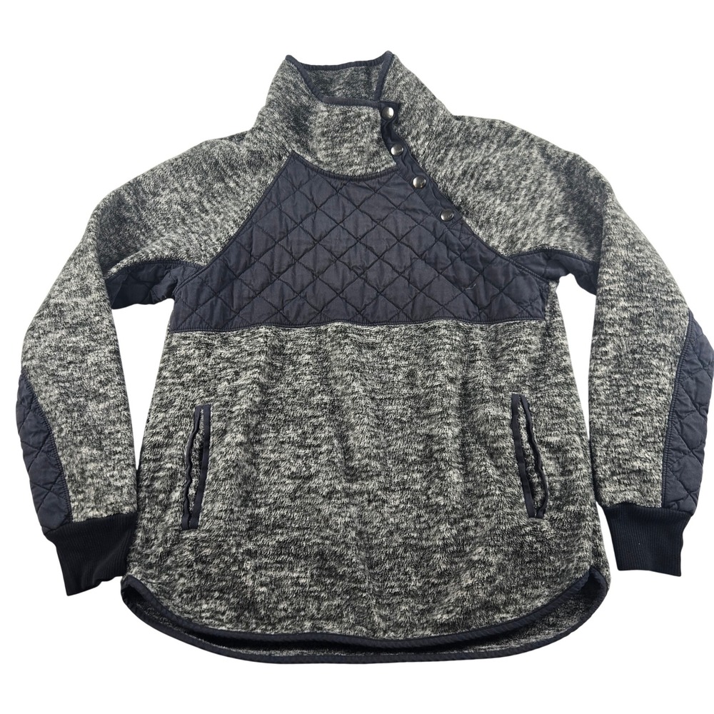 Abercrombie & Fitch Gray Sherpa Snap Pullover Fleece Sweatshirt Women's Small